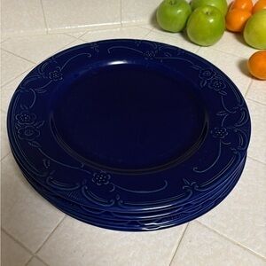 4 Angelica By Wbach Stoneware blue  plates